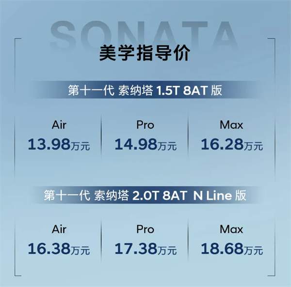 北京现代全新一代索纳塔正式上市，售价13.98万元起